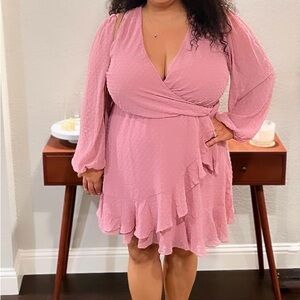 Elegant Pink Wrap Dress